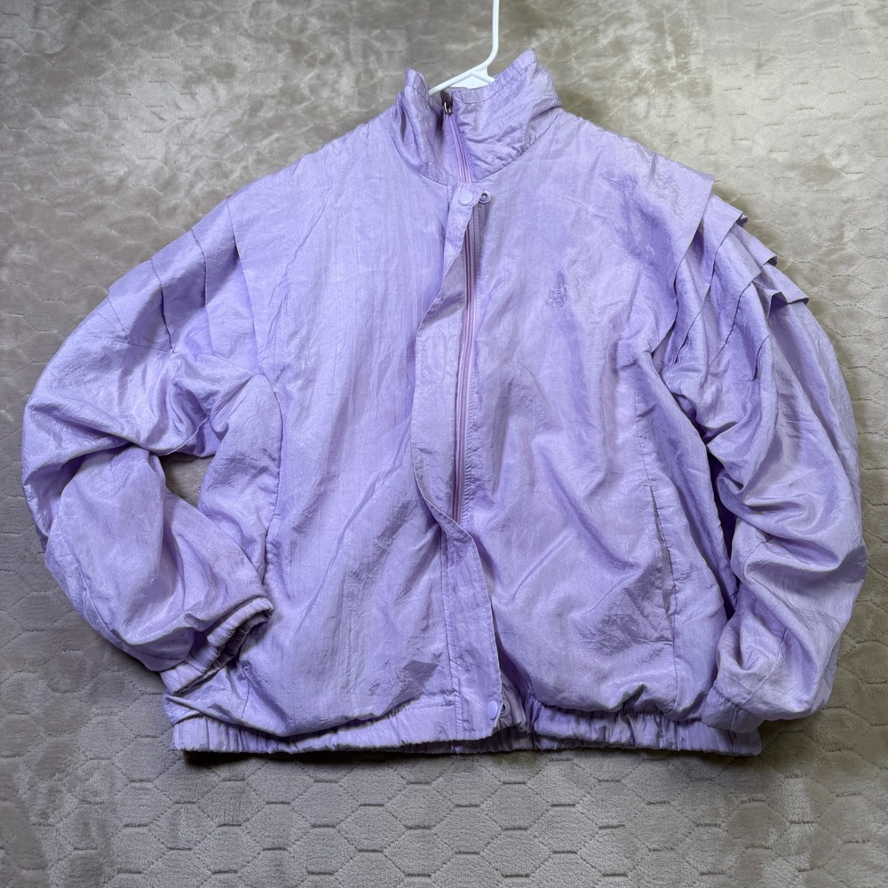 VTG JC Penney USA Olympics Womens Purple Windbreaker Jacket Sz Medium STAIN Look